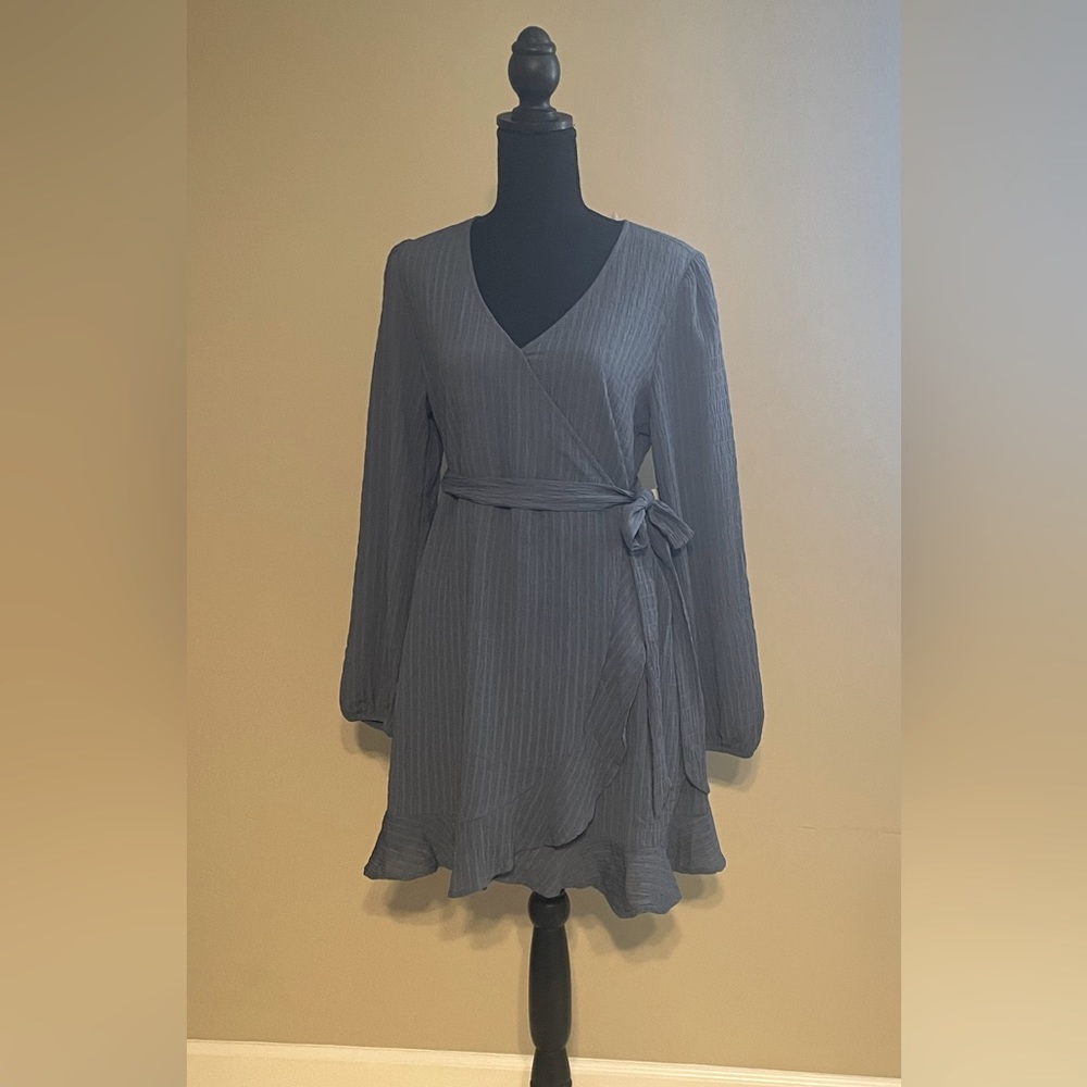 Blue SO Good for Life Wrap Dress Size Large